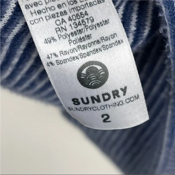 Sundry Brushed Knit Cocoon Cardigan in Blue & White Stripes - Picture 5 of 5